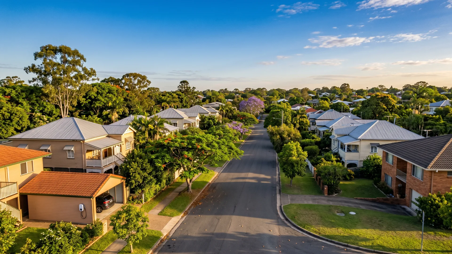 Aerial view of inner-Brisbane suburban streets near Carseldine
